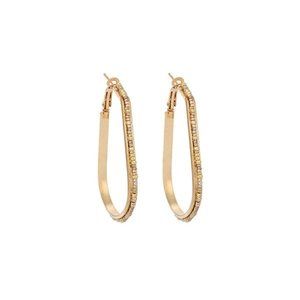 GOLD Extravaganza Woven Based Rice Beads Pierced Oblong Earrings